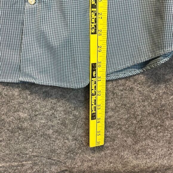 PETER MILLAR Summer Comfort Button Down Shirt Men's Large Blue Black Micro Plaid - Picture 9 of 14